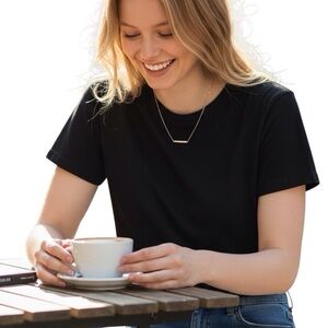 Flat Bar Chain Necklace Women Color Gold